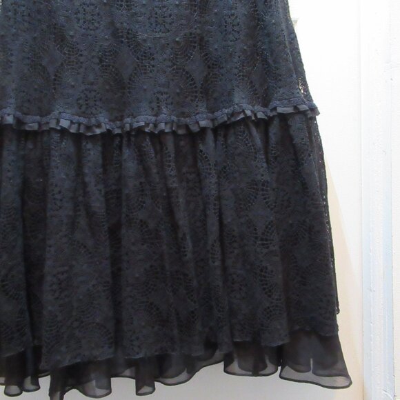 Blacklist Lip Service Lace Crochet Maxi Skirt, Ruffles Witchy Goth Rare Black - Picture 5 of 17